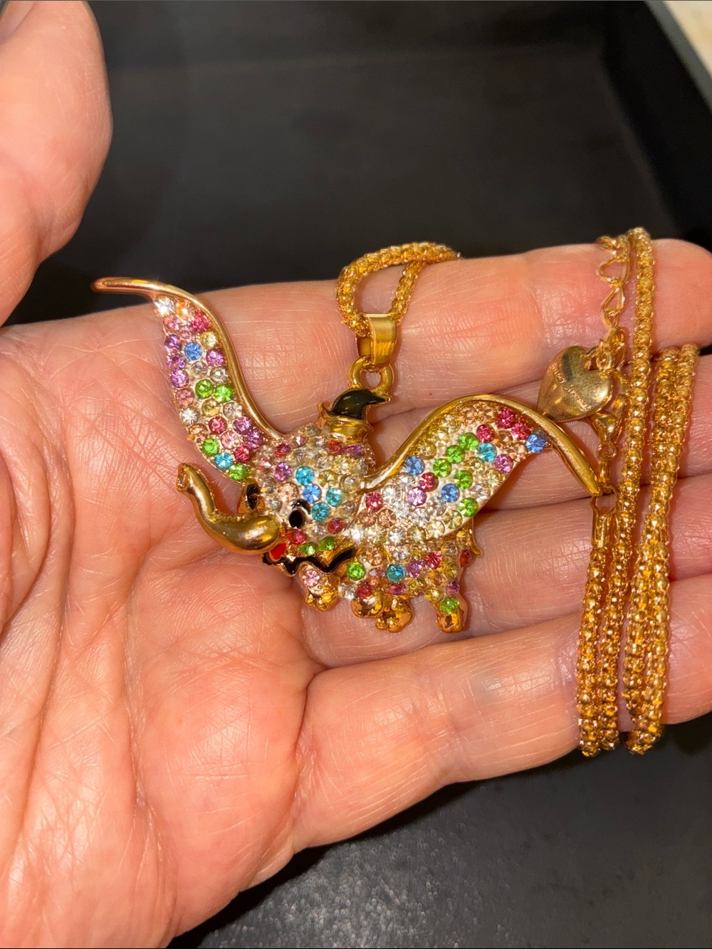 Dumbo Multicolor Crystals Pendant Necklace